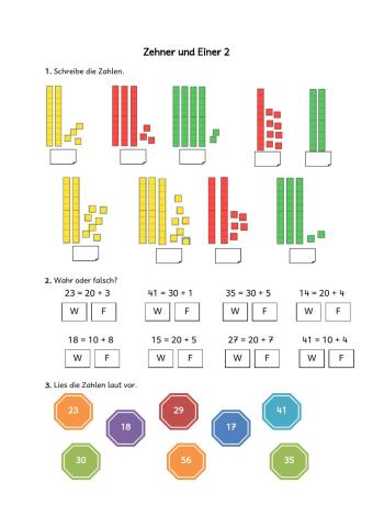 Zehner und Einer - Übungen