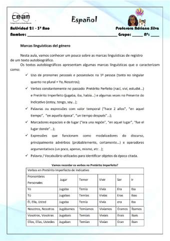 Actividad 21: Marcas linguísticas del género