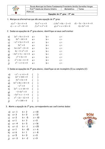 Equações de 2º grau