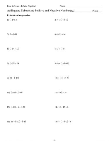 Adding and Subtracting Rational Numbers