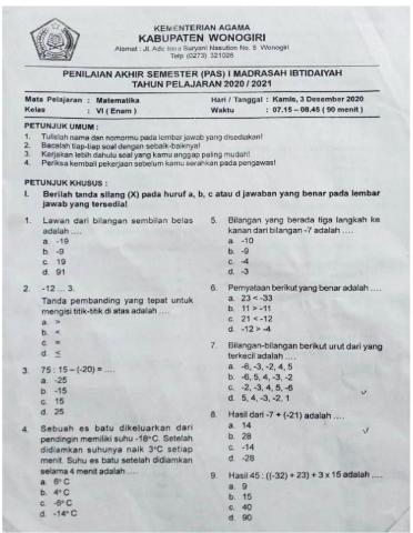 Soal pas matematika