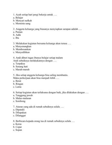 Latihan soal tema 4 sub tema 2