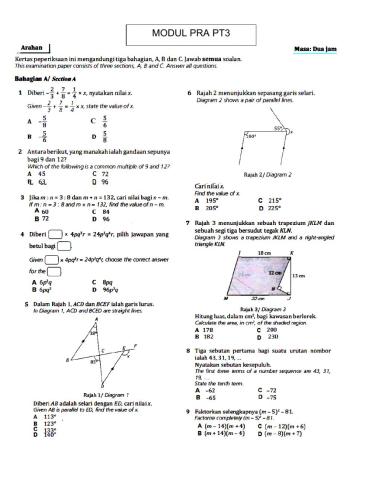 Model pra pt3 (bahagian a dan b)