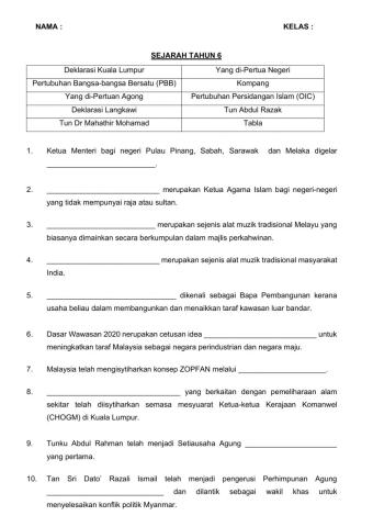 Sejarah Tahun 6