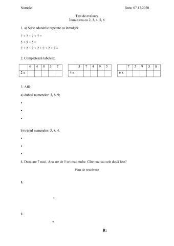 INMULTIREA cu 2-3-4-5-6