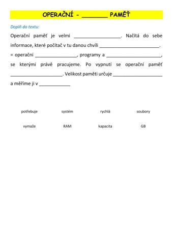 ICT- HW - operační paměť