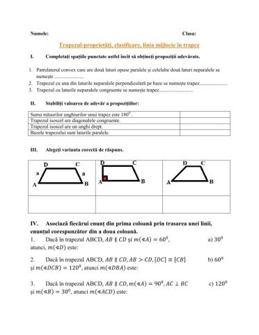 Trapezul-test de evaluare sumativă