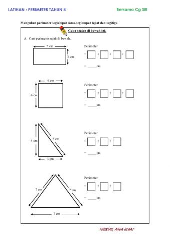 PERIMETER  latihan 1 TAHUN 4