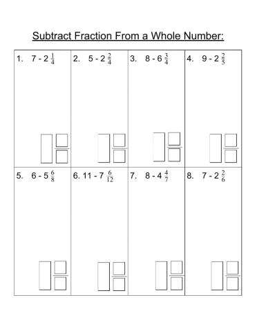 Subtract Fraction From a Whole Number