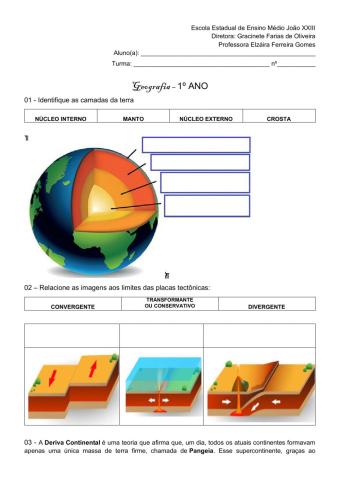 1º ANO Estrutura Geológica da Terra