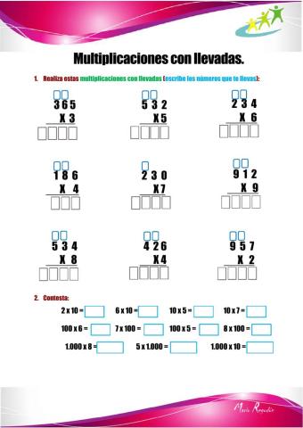 Multiplicaciones con llevadas