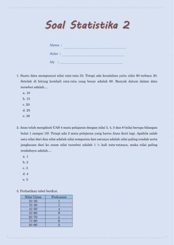 Latihan Soal Statistika 2