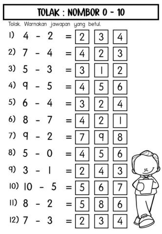 Matematik - operasi tolak