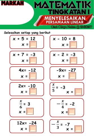 Menyelesaikan persamaan linear