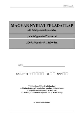 Magyar felvételi 2009.02.05.