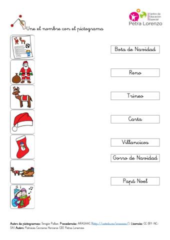 SA Navidad. Unir elemento y nombre (escucha y lectura)