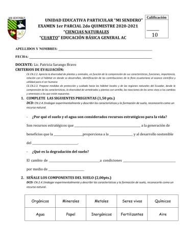 Evaluacion de ciencias