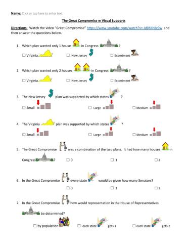 The Great Compromise Video Review w visual supports