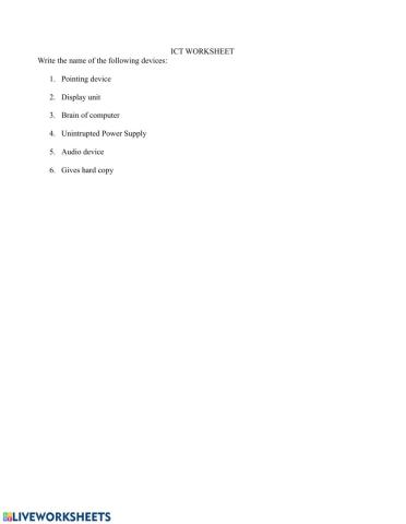 Ict worksheet