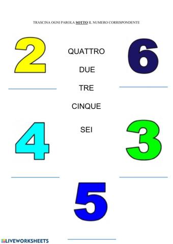 Numeri e parole in classe prima(da zero a dieci)