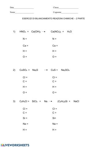 Bilanciamento reazioni chimiche - 2parte