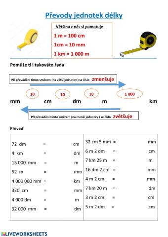 Převody jednotek délky