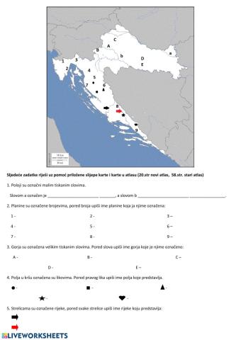 Reljef Hrvatske - kartografska vježba