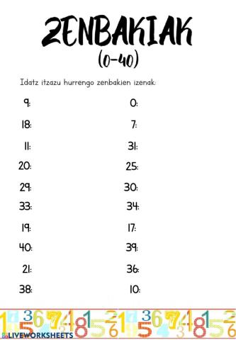 Zenbakiak (0-40)