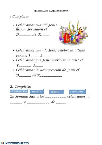 Ficha interactiva celebramos la semana santa