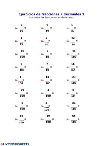 Fraccion decimal y número decimal