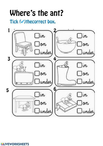 Prepositions: in- on- under