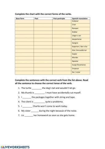 Irregular verbs