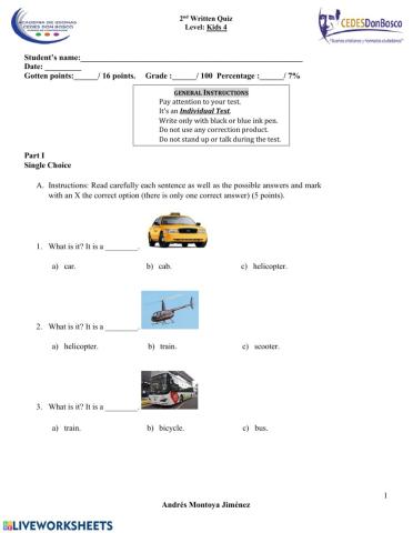 2nd Written Quiz