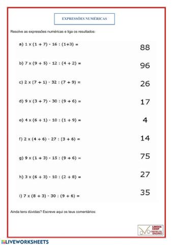 Expressões numéricas