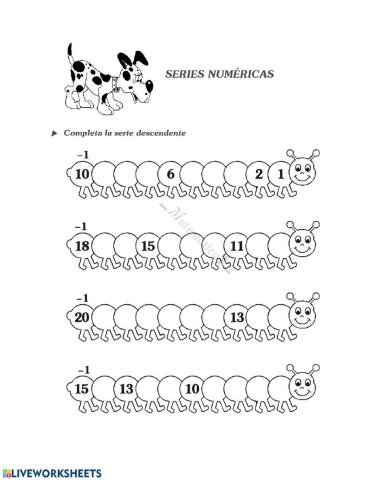 Series de números de descendentes