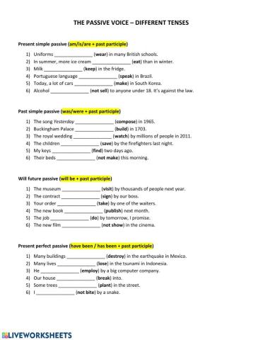 Passive voice - different tenses