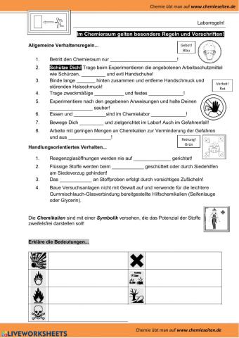 Regeln im Chemieraum