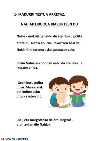 Nahiak liburua irakurtzen du