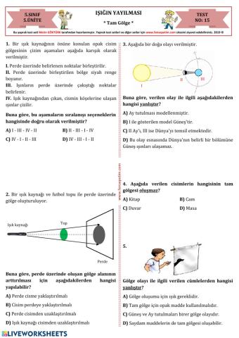 Işiğin yansimasi test 4