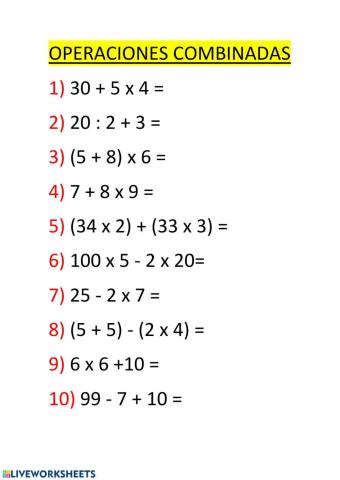 Operaciones combinadas