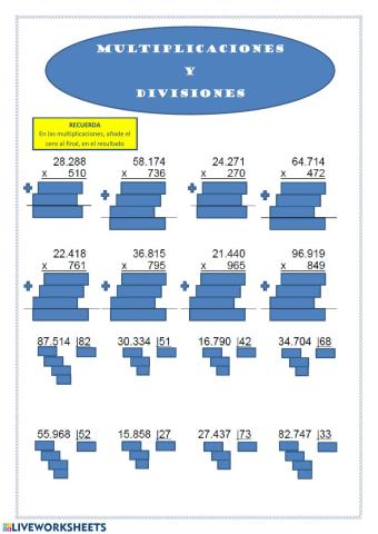 Multiplicaciones y divisiones