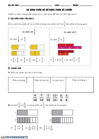 So sánh phân số sử dụng phân số trung gian