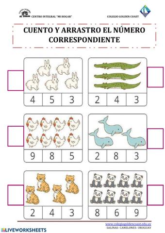 CUENTO Y ARRASTRO EL NÚMERO CORRESPONDIENTE