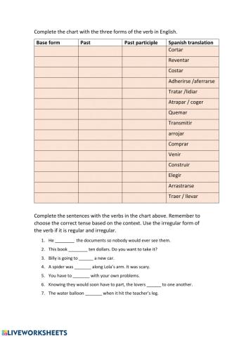 Irregular verbs