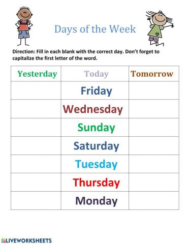 Days of the Week