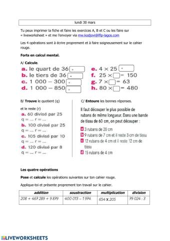 Calcul mental