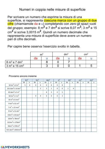 Scomposizione di misure di superficie