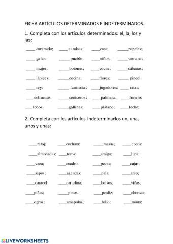 Artículos determinados e indeterminados