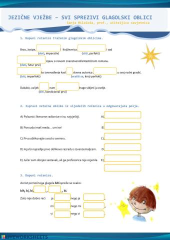 Jezične vježbe - sprezivi glagolski oblici