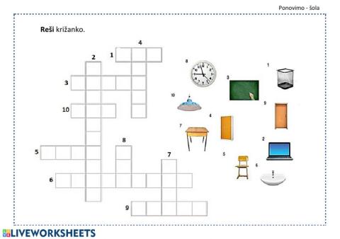 Križanka - v šoli